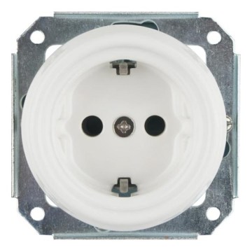 Reblig - Porzellan-Retro-Steckdose rahmenlos SCHUKO 250 V/16 A weiß