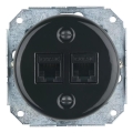 Reblig - Rahmenlose Porzellan-Retro-Netzwerkdose, 2x CAT5e, schwarz
