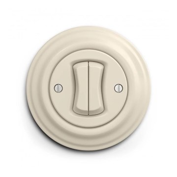Reblig - Retro Doppel-Treppenlichtschalter mit Rahmen Nr. 6+6, Beige