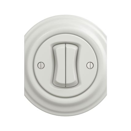 Reblig - Retro Doppel-Treppenwechselschalter ohne Rahmen Nr. 6+6 Keramikweiß