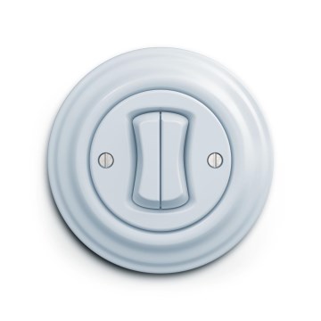 Reblig - Retro Doppel-Wechselschalter mit Rahmen Nr. 6+6, blau