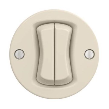 Reblig - Retro Doppelschalter für Treppenhaus, rahmenlos, Nr. 6+6, Beige