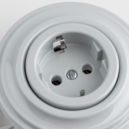 Reblig - Retro-Haushaltssteckdose mit Rahmen SCHUKO 230V/16A grau