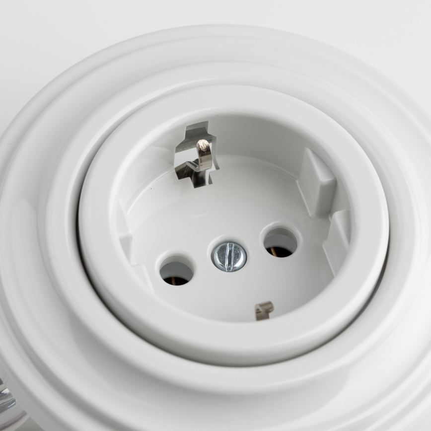 Reblig - Retro-Haushaltssteckdose mit Rahmen SCHUKO 230V/16A schneeweiß