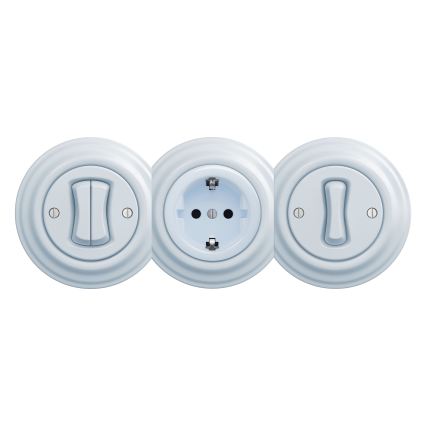Reblig - Retro-Haushaltssteckdose rahmenlos SCHUKO 230V/16A blau