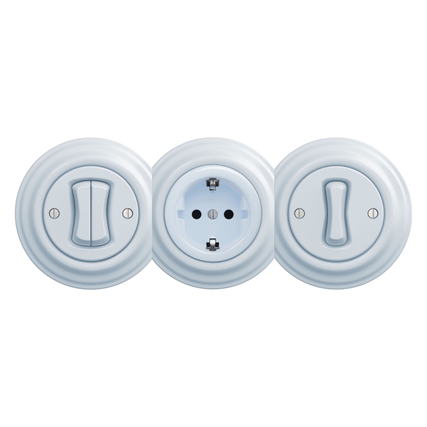 Reblig - Retro-Haushaltssteckdose rahmenlos SCHUKO 230V/16A blau