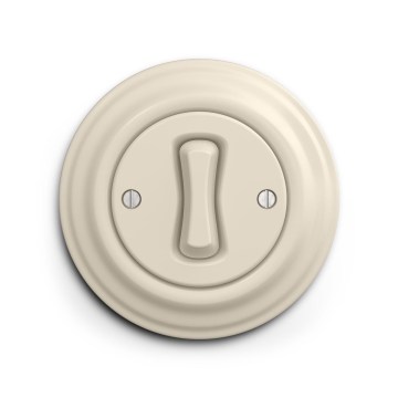 Reblig - Retro-Kreuzschalter mit Rahmen Nr. 7, Beige