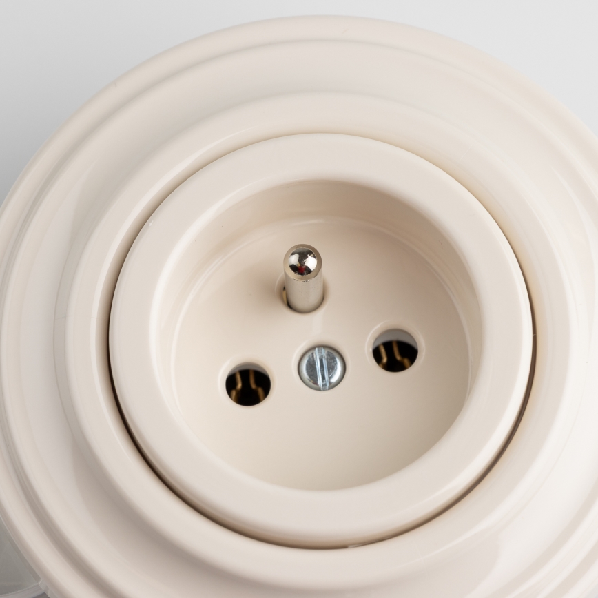 Reblig - Retro-Steckdose für Zuhause mit Rahmen 230 V beige
