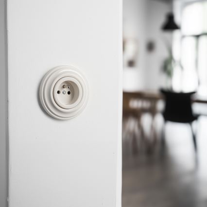 Reblig - Retro-Steckdose für Zuhause mit Rahmen 230 V beige