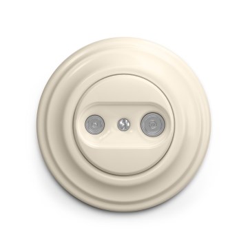 Reblig - Retro-Teilnehmerdose TV+R (durchgeschleift) mit Rahmen, beige