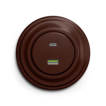 Reblig – Retro-USB-Steckdose A+C mit Rahmen, braun