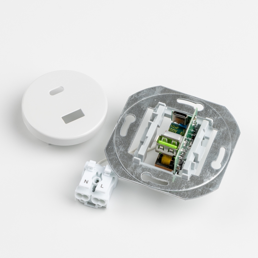 Reblig - Retro-USB-Steckdose A+C mit Rahmen in schneeweiß
