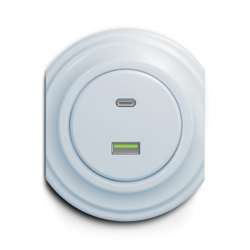 Reblig - Retro USB-Steckdose A+C rahmenlos blau