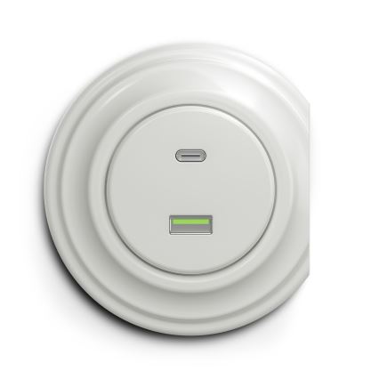 Reblig - Retro USB-Steckdose A+C rahmenlos Keramik weiß
