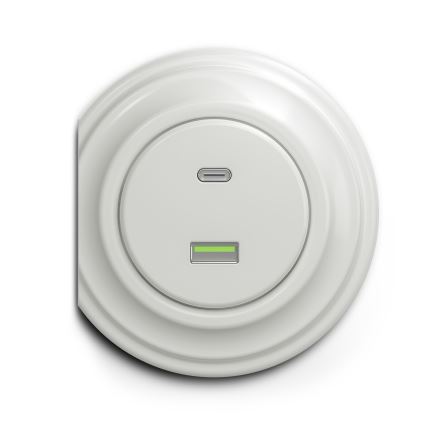 Reblig - Retro USB-Steckdose A+C rahmenlos Keramik weiß