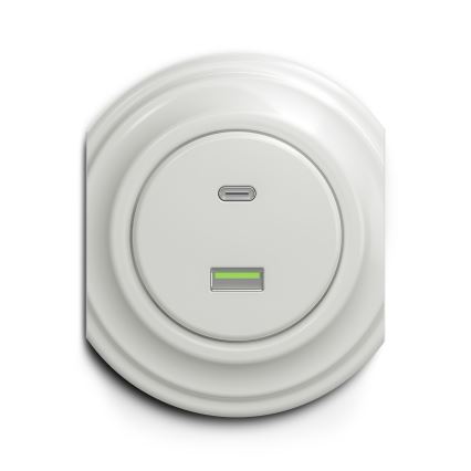 Reblig - Retro USB-Steckdose A+C rahmenlos Keramik weiß