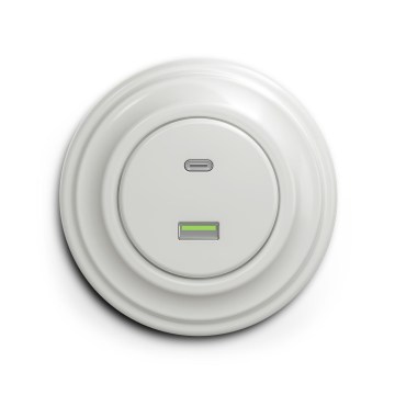 Reblig - Retro-USB-Steckdose (USB-A + USB-C) Keramikweiß
