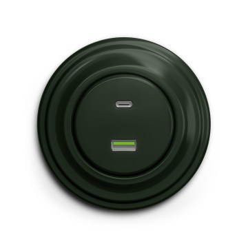 Reblig - Retro-USB-Steckdose (USB-A + USB-C) mit Rahmen, grün