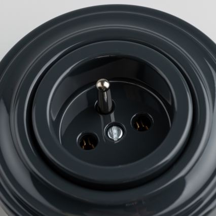 Reblig - Retro-Wandsteckdose mit Rahmen 230V Anthrazit