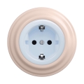 Reblig - Retro-Wandsteckdose mit Rahmen SCHUKO 230V/16A blau/altrosa