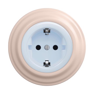 Reblig - Retro-Wandsteckdose mit Rahmen SCHUKO 230V/16A blau/altrosa