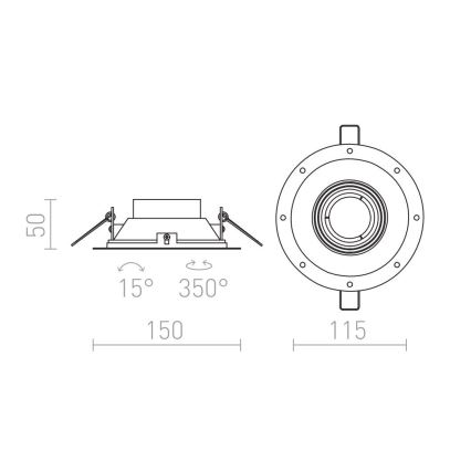 RED - Design Rendl - R12046 - Einbaubeleuchtung IPSO 1xGU10/50W/230V