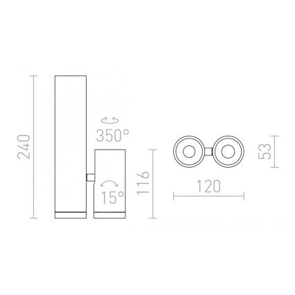 RED - Design Rendl - R12499 - LED Spotlight BOGARD 2xLED/5W/230V