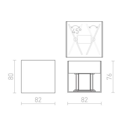 RED - Design Rendl - R12556 - LED Auβen-Wandbeleuchtung CARRE 2xLED/3W/230V IP54