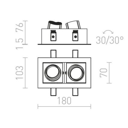 RED - Design Rendl - R12857 - LED Einbaustrahler BONDY 2xLED/7W/230V