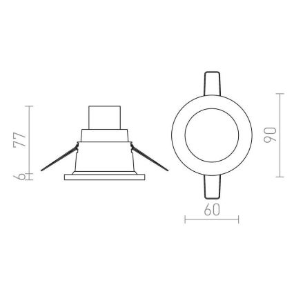 RED - R12659 - Badezimmer-Einbauleuchte LEROY 1xGU5,3/35W/12V IP44