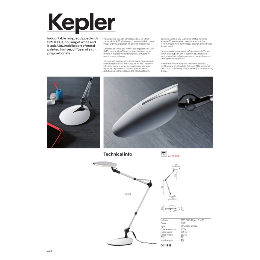 Redo 01-1036 - LED Tischlampe KEPLER LED/6,5W/230V weiß