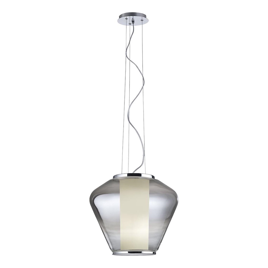 Redo 01-1139 - Hängeleuchte an Kabel FUSION 1xE27/42W/230V Ø 30 cm glänzender Chrom/rauchfarben
