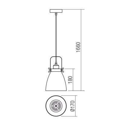 Redo 01-1273 - Hängeleuchte an Schnur ARNE 1xE27/42W/230V grau