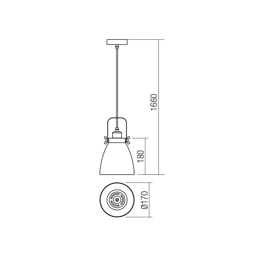 Redo 01-1273 - Hängeleuchte an Schnur ARNE 1xE27/42W/230V grau