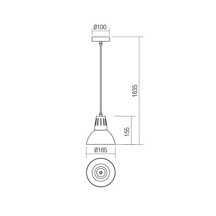 Redo 01-1279 - Pendelleuchte an Kabel PEEP 1xE27/42W/230V Ø 16,5 cm schwarz