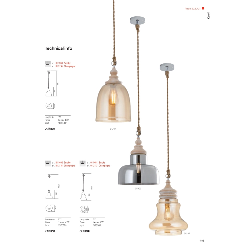 Redo 01-1400 - Hängeleuchte KASHI 1xE27/42W/230V