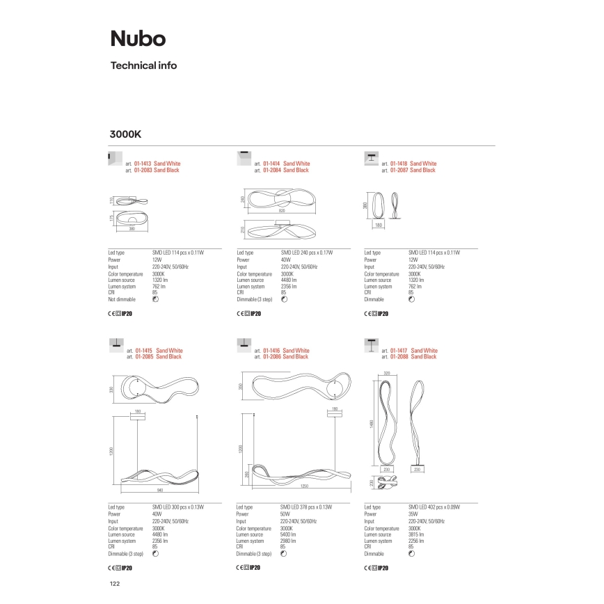 Redo 01-1417 - Dimmbare LED-Stehleuchte NUBO LED/35W/230V weiß