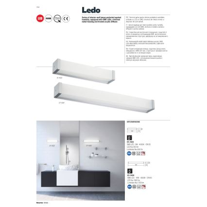 Redo 01-1424 - LED Badezimmer-Wandleuchte LEDO 1xLED/16W/230V IP44