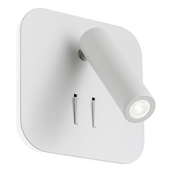 Redo 01-1491 - LED-Wandleuchte QUDA, LED/6W/230V + LED/3W CRI 90, USB, weiß