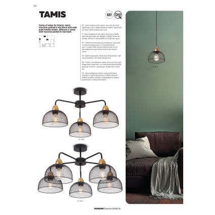 Redo 01-1573 - Pendelleuchte TAMIS an Kabel, 3xE27/42W/230V, Ø 59 cm, schwarz