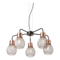 Redo 01-1580 - Hängeleuchte mit Kabelaufhängung EDISON 5xE27/42W/230V Ø 53 cm schwarz/kupfer
