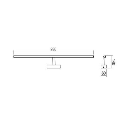 Redo 01-1675 - NEPTUNE LED-Badspiegelleuchte, 18 W, 230 V, 89,5 cm, IP44, weiß