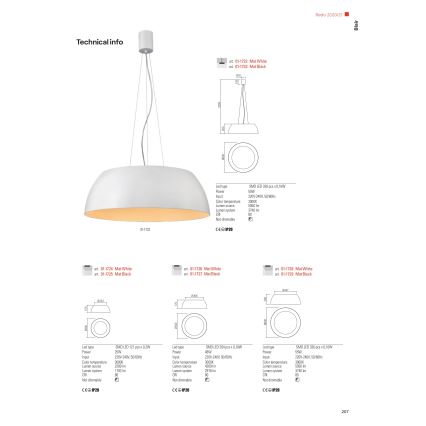 Redo 01-1732 - LED-Hängeleuchte an Schnur BLAIR LED/55W/230V 3000K weiß