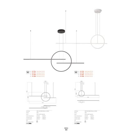 Redo 01-1734 - Dimmbare LED-Hängeleuchte an Schnur GIOTTO LED/46W/230V weiß