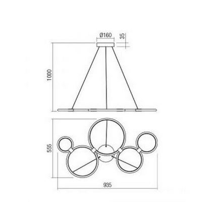 Redo 01-1742 - LED-Kronleuchter an Schnur RADIUS LED/45W/230V