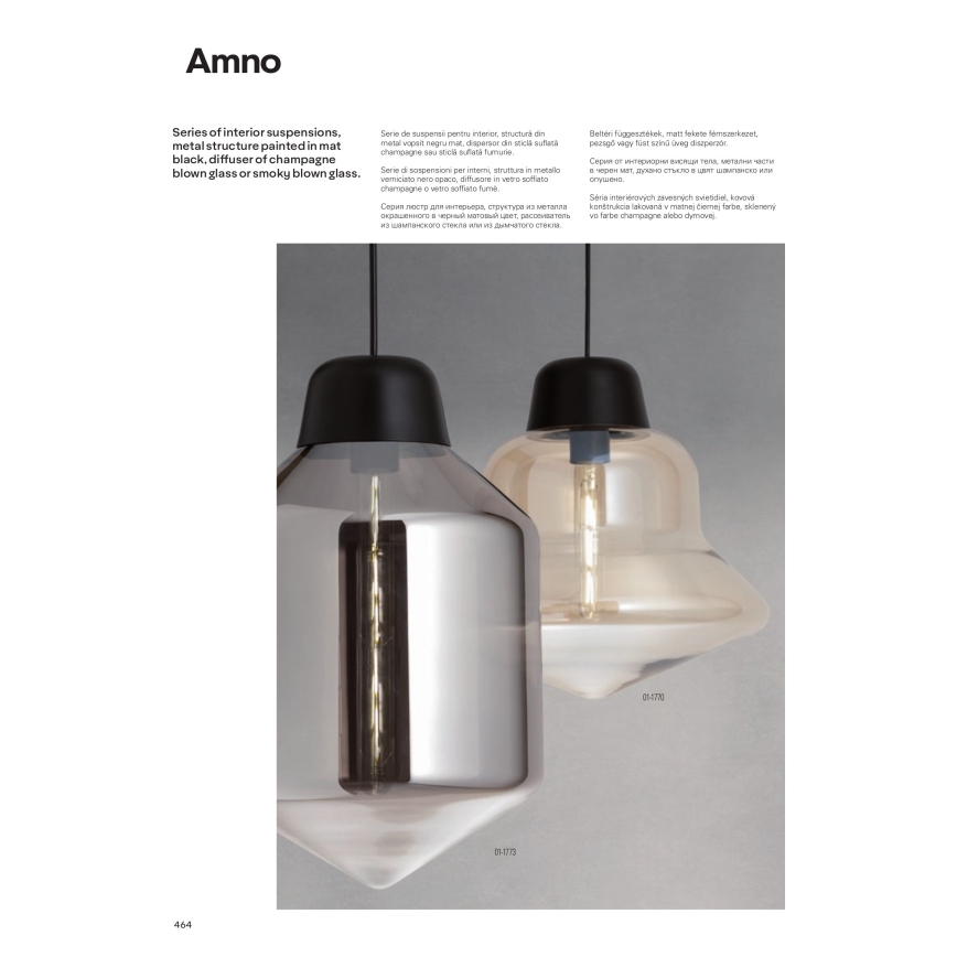 Redo 01-1771 - Hängeleuchte AMNO 1x/E27/42W/230V d 33 cm grau