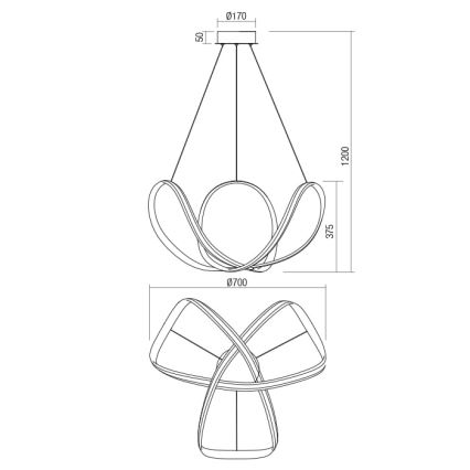 Redo 01-1784 - Dimmbare LED-Hängeleuchte an Schnur NUCLEO LED/55W/230V weiß