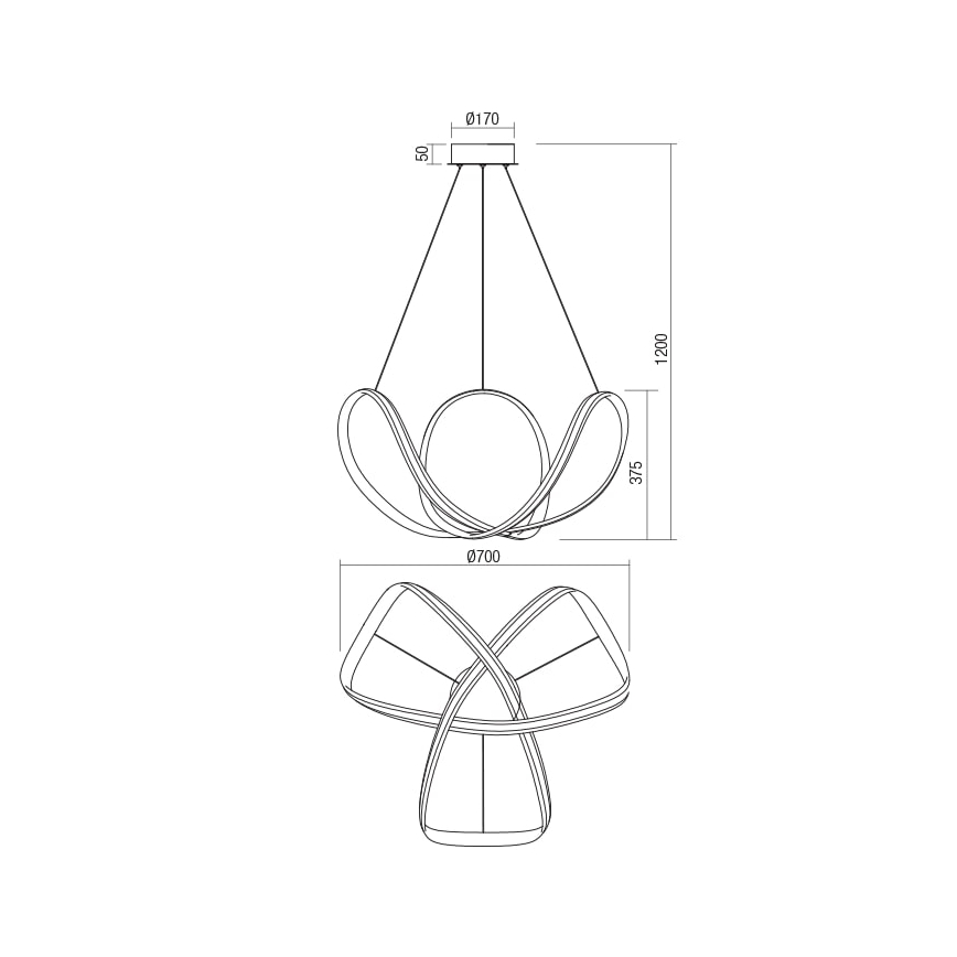 Redo 01-1784 - Dimmbare LED-Hängeleuchte an Schnur NUCLEO LED/55W/230V weiß