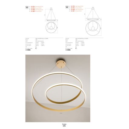 Redo 01-1790 - dimmbare LED-Wandleuchte TORSION LED/27W/230V Ø 40 cm bronzefarben