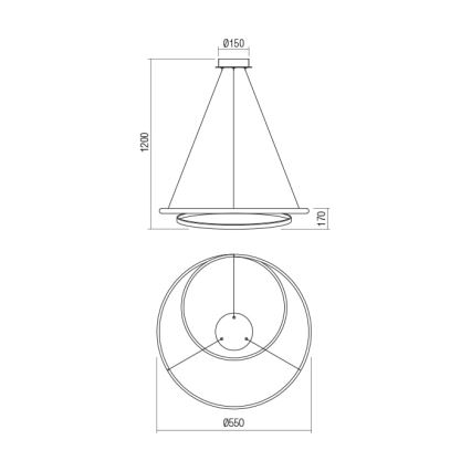 Redo 01-1794 - Dimmbare LED-Hängeleuchte an Schnur TORSION LED/29W/230V d 55 cm bronzen